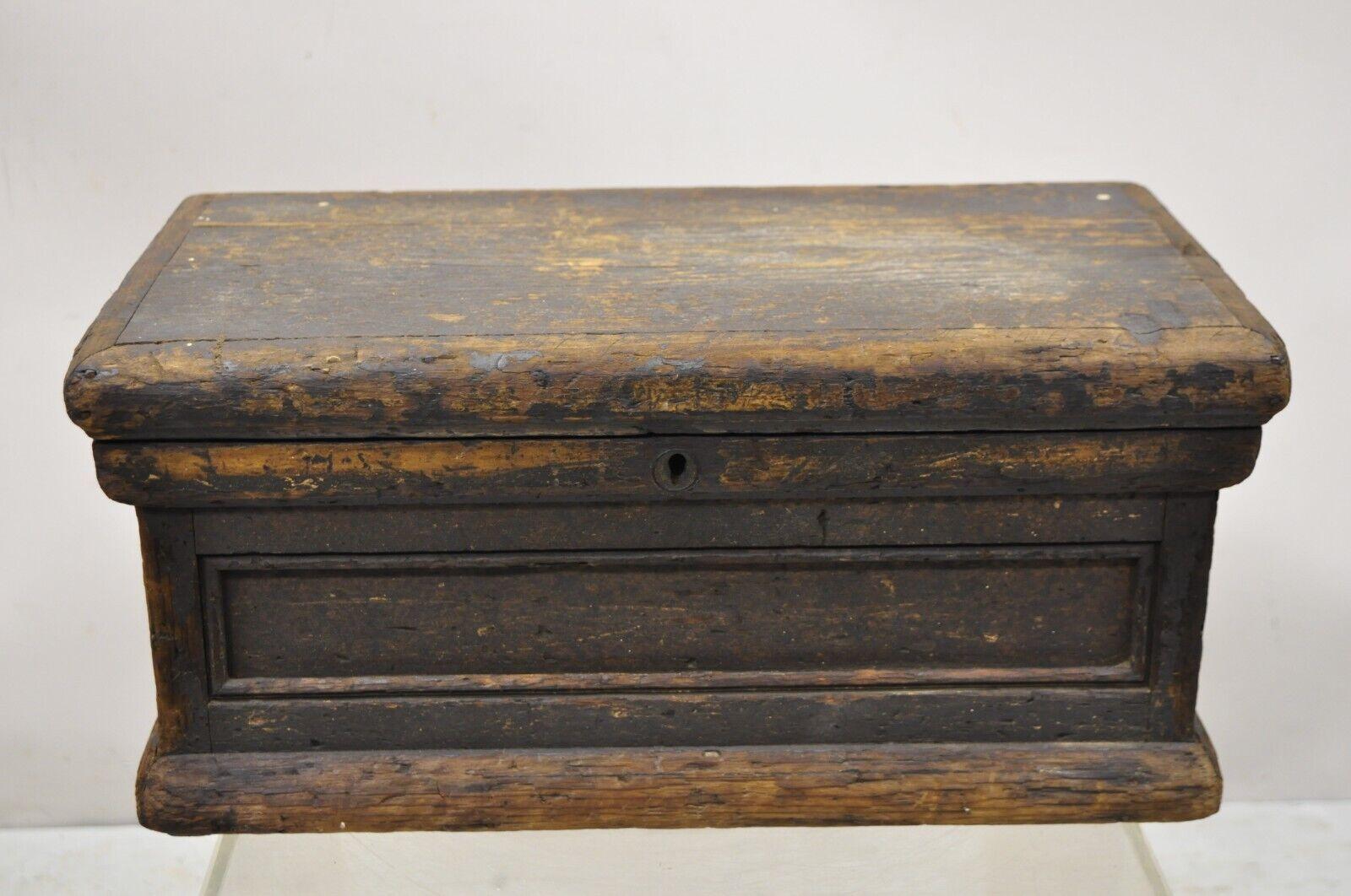 19th Century American Primitive Distressed Solid Wood Machinist Tool Box  Storage For Sale at 1stDibs
